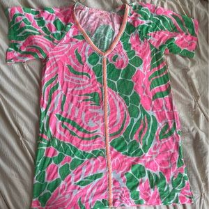 Classic Lilly Pulitzer Pink and Green Beach Cover Up Dress (Size Small)